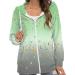 Soluo Women's Print Zip-Up Hoodie Lightweight Graphic Hooded Sweatshirt Casual Full Zipper Punk Goth Jacket Cardigan Tops Green 3X-Large