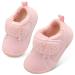 JOINFREE Baby Girl First Walking Shoes Anti-Slip Plush Baby Boys Slipper Shoes Cozy Toddlers Shoes 7.5/8 UK Child Pink