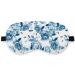 Blue and White Porcelain Silk Eye Mask for Sleeping Blue White Chinoiserie Blindfold Adjustable Strap Night Sleep Mask for Women Girl Airplane Travel Nap Blue Floral Sleeping Mask Eye Cover