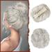 Sofeiyan Claw Clip Messy Bun Hair Piece Wavy Curly Hair Bun Clip in Claw Chignon Ponytail Hairpieces Synthetic Tousled Updo Hair Extensions Scrunchie Hairpiece for Women Grey