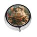 Pilot Hamster Portable Metal Pill Box Round Mini 3-Compartment Plastic Insert hinged Fastening Design Suitable for Small Pills Must-Have for Travel