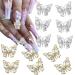 14Pcs Shiny Alloy Butterfly Nail Charms Metal Butterfly Nail Gems Nail Rhinestones 3D Nail Charms for Acrylic Nails Butterflies Shape Crystals Diamonds for Women Girls Nails DIY Manicure Decoration A-3