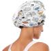 Doodle Vegetables & Fruits Dry Hair Cap Set - 2 Piece Quick Drying Towel with Button Headband Super Absorbent & Soft Comfort - Buy Online on GoSupps.com