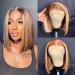 U&A 13x6 Deep Part HD Highlight 27 Colored Short Bob Lace Front Wigs Human Hair Brazilian Invisible Lace Front Wigs Pre Plucked With Baby Hair For Fashion Women (8 inch) 8 Inch 13 6 HD highlight bob