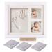 Aokyom baby wood picture frame baby handprint and footprint baby photo frame set baby footprint baby wood picture frame with 3 pack of non -toxic stamp pillow quality perfect for family baby shower white