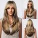 Testar blonde brown ombre wigs for black women long layered brown wig with pony color wig heat -resistant synthetic wig for daily party use ombre blonde brown