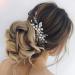 Handcess Bride Wedding Pearl Hair Pins Silver Leaf Headpieces Crystal Bridal Hair Accessories for Bride and Braidesmaids