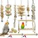 Allazone Bird Parrot Toys 14 PCS Hanging Bell Pet Bird Cage Hammock Swing Toy Bird Perch Toys Wooden Chewing Toy for Conures Love Birds Small Parakeets Cockatiels Macaws Style A