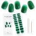 EBANKU Cured Gel Nail Strips 20Pcs Dark Green Glitter Gradient Real Gel Nail Polish Sticker Waterproof Long-Lasting Gel Nail Polish Strips with Nail File and Stick (UV/LED Lamp Required) Green Gradient Glitter
