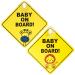 Bewudy 2 PCS Baby on Board Car Warning Sign Baby on Board Sticker Sign for Car Warning with Suction Cups Baby in Car Sticker for Car Reusable Baby on Board Sticker Yellow (Lion+Giraffe)