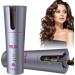 Auto Hair Iron Cordless Auto Hair Curler Rotating Automatic Curling Iron with 3 Temps Portable Rechargeable Barrel Hair Wave Wand Fast Heating Spin Curling Irons for Styling Gray