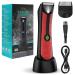 Vexloria Ball Trimmer Men Body Groomer Men Electric Groin Hair Trimmer Body Hair Trimmer Men Pubic Hair Trimmer with Ceramic Blade Head Wet/Dry Shaver with LED Light and Charging Base(Red)