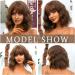 OUFEI Brown Curly Wig with Bangs - Short Wavy Synthetic Hair Heat Resistant for Daily Wear and Cosplay - 13in - Buy Online on GoSupps.com