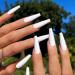 Florry Coffin Extra Long White Matte Acrylic Press On Nails - 24Pcs for Women and Girls - Buy Online on GoSupps.com