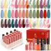 Lavender Violets 25 Pcs Gel Nail Polish Jelly desserts Colours Semi-glittery Blooming Gel Base Coat Glossy n Matte Top Coat Dotting Drawing Nail Brush Manicure Soak Off UV LED Varnish C408