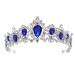 Lurrose Elegant Silver Bridal Crown Rhinestone Princess Tiara Queen Crown Vintage Baroque Crown for Party Pageant (Blue)