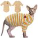Hairless cat cotton clothing breathable summer t-shirts streak vest pet clothing soft stretchable skin-friendly cat clothing cat pajama jumpsuit for sphynx cornish rex devon rex s (4.4-5.5lbs) yellow