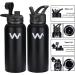 WEREWOLVES Insulated Water Bottle 32 oz - Stainless Steel with Paracord Handle, Straw & Spout Lid - Wide Mouth Reusable Vacuum Bottle for Adults - Black - Buy Online on GoSupps.com