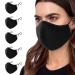 Ansta 5-part face masks made of cotton multifunctional for women and men washable reusable unisex adjustable dustproof black
