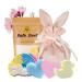 Exam Gifts - Pink Velvet Bag with Bunny Ears Including Lemon Meringue Pie Bath Dust Girls Bath Bombs x3 and Yellow Duck Soap Bath Set
