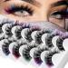 7pcs False Eyelashes Rainbow Lashes Glitter Ombre Colored Eyelashes Fluffy Thick Natural Anime Lashes for Party Makeup - Buy Online on GoSupps.com