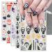 JMEOWIO 9 Sheets Halloween Nail Art Stickers Decals Self-Adhesive White Star Nail Supplies Nail Art Design Decoration Accessories
