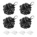 4-Piece Bath Flowers 4-Piece Hooks Soft Foaming Sponge Bath Sponge Exfoliating Sponge Body Scrub Pad and Back Cleaner (Black)