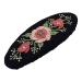 Rose Flower Pattern Embroidered Oval-Shaped French Hair Barrette Clips Poppy Flower Design Fashion Embroidered Cute Hair Clips Colorful Embroidered Hair Barrettes for Girls and Women (Black 1)