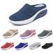 SOLPNOW Women's Air Cushion Slip-on Orthopedic Diabetic Walking Shoes Breathable with Arch Support Wedge Platform Slipper 10.5 Dark Blue