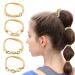Gold Bracelet Hair Ties for Women - 4 PCS Fashion Jewelry Hair Elastics & Ties for Girls Favorite Things with Beige Elastic  Bracelet Ponytail Holder for Thick Thin Hair  Great Gifts