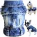 Brocarp Dog Jean Jacket, Blue Denim Lapel Vest Coat T-Shirt Costume Cute Girl Boy Dog Puppy Clothes, Comfort and Cool Apparel, for Small Medium Dogs Cats, Machine Washable Dog Outfits (Small, Blue) Small Blue