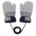 Infant Toddlers Lovely Mittens Winter Warm Cute Cartoon Gloves Dual Layers Plush Padded Knitted Gloves Mittens With Anti-Lost String for Baby Girls Boys 0-3 Years Old Ok Grey