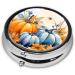 Buy Yellow and Blue Portable Metal Pill Box | Round Mini 3-Compartment | Travel Must-Have | Fastening Design - Buy Online on GoSupps.com