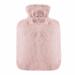 Heat bottle with soft cover 2l bed bottle fluffy PVC hot water bag Ideal for pain relief safe and durable best gift for women and adults (pink)
