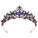 FANCY-J Crown Tiara For Women Features Sparkling Rhinestones and Crystals Tiaras for Girls Comfortable Fit for All Head Sizes Tiaras for Women Princess Birthday Parties Weddings and Proms (Gold-Blue-Black Crystal)