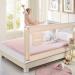 70 Inches Bed Rail for Toddlers Fold Down Safety Baby Bed Guard Swing Down Bedrail for Convertible Crib, Kids Twin, Double, Full Size Queen & King Mattress, Beige Upgraded (1 Pack)