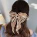 Floral Pleated Hair Bow Barrette with Pearl Pendant - Beige | For Women & Girls | Versatile Accessory for Casual & Special Occasions - Buy Online on GoSupps.com