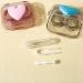 Heart-Shaped Portable Contact Lens Container Set - Leak-Proof Mini Box with Tweezers & Cleaner - Ideal for Travel - Green - Buy Online on GoSupps.com