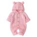 Haokaini Newborn Baby Ear Hooded Knitted Warmer Winter Romper Bodysuit Snowsuit for Boys Girls 12-18 Months Pink