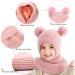 MAMUNU Kids Winter Hat Scarf with Double Pom Pom Design - Pink (One Size-3 Years) - Buy Online on GoSupps.com