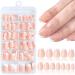 240pc French Tip Press on Nails Short Fake Nails with Glue and Adhesive Tab False Acrylic Nails Press on Nails Coffin Nail Tips Artificial Glue on Nails Press ons Fingernail Stick on Nails Short Coffin - Nude Base