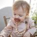 Yolnkos Pacifier Clip 2 Pack - Silicone Teething Relief Soothie Binky Holder for Baby Girls Boys - Soft Flexible Teether Toy - Birthday Christmas Shower Gift - Oatmeal Peach - Buy Online on GoSupps.com