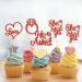 Gyufise 24 Pieces Red Glitter Engagement Cupcake Toppers He Asked She Said Yes Diamond Ring Heart Cupcake Picks for Wedding Bridal Shower Party Cake Decorations - Buy Online on GoSupps.com
