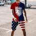 Men's Patriotic Style Red 2-Piece Summer Sport Set - XX-Large - Buy Online on GoSupps.com
