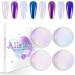 Allstarry White Chrome Nail Powder 4 PCs Color-Shift Chameleon Mica PoRlescent Pearl Pigment Aurora Chrome Effect Glitter Dust Iridident for Gel Polish Nail Art Decoration Resin Craft Wonderful Galaxy