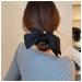Dervivea Vintage Ribbon Bow Hair Tie Scrunchies Black Satin Hair Scrunchies Ribbon Bunny Ear Hair Rope Silk Elastic Hair Tiew Bowknot Ponytail Holder Hair Ties Decorative Hair Accessories for Women