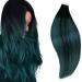 RUNATURE Tape in Hair Extensions Human Hair Black Ombre Teal Tape in Extenions Human Hair Colored Tape in Hair Extensions Balayage 22 Inch 50 Gram 22 Inch Tape #1b/Teal