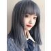 BGHJUE Wig female long straight hair ash blue clavicle hair natural full headgear