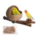 Visiblurry Bird Cage Nest - Coconut Shell Bird Nest House Hut Cage Nest House Hut Cage Parakeet Nesting Box with Shredded Coconut Budgerigar Love Birds Finches House