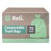 Reli. Compostable 13 Gallon Trash Bags | 75 Count | ASTM D6400 | Green | Eco-Friendly | For Compost 13 Gallon | 75 Count